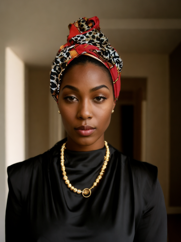 Leopard Red Flower Turban