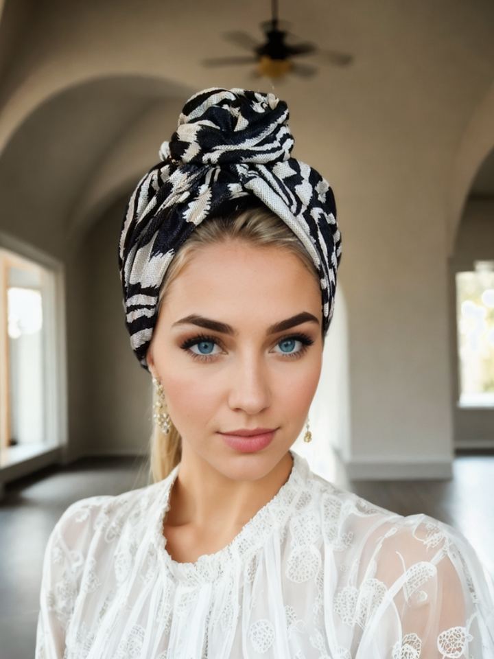 Zebra Flower Turban