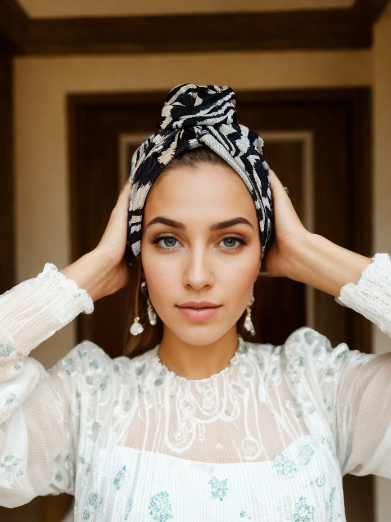 Zebra Flower Turban