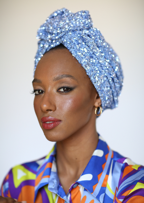 Bling Turban in Light Blue