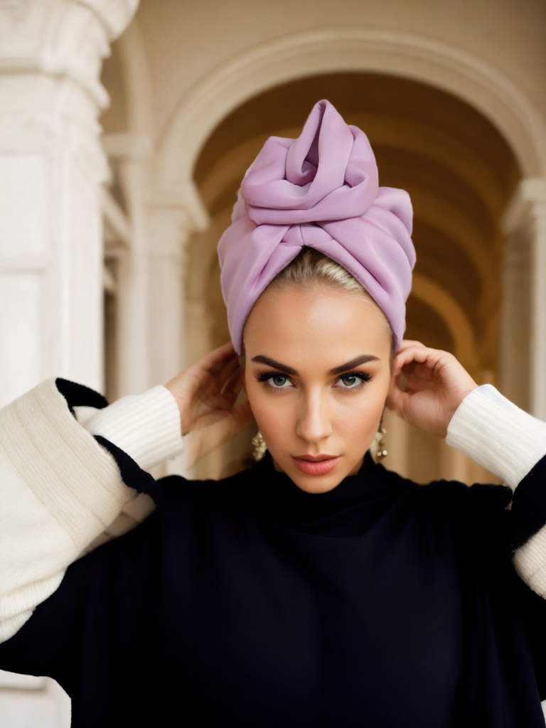 Big flower pink turban