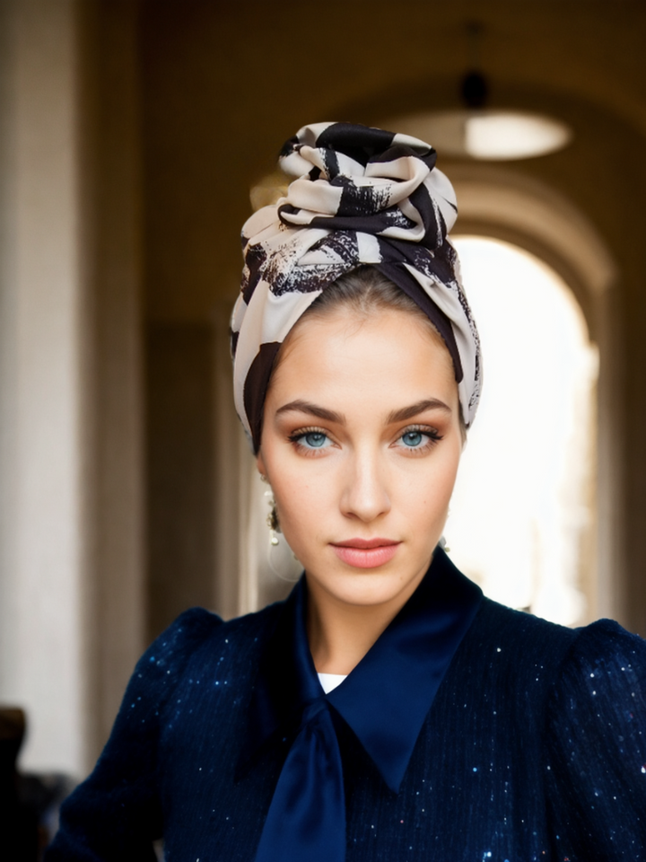 B&W Floral Headwrap