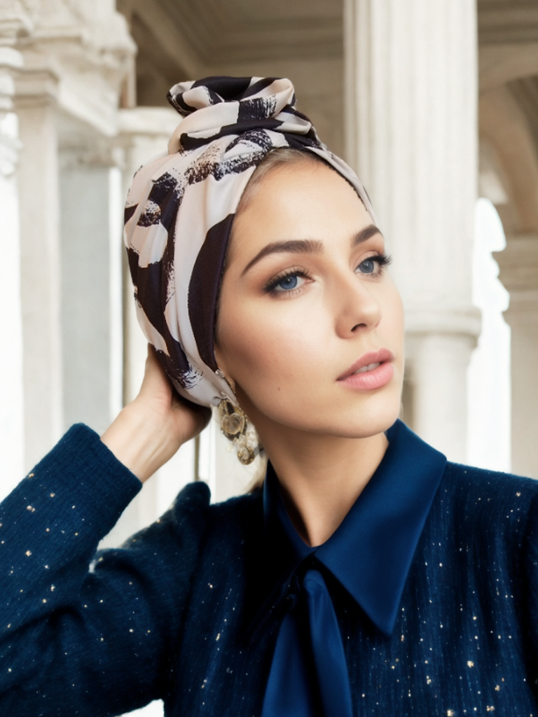 B&W Floral Headwrap