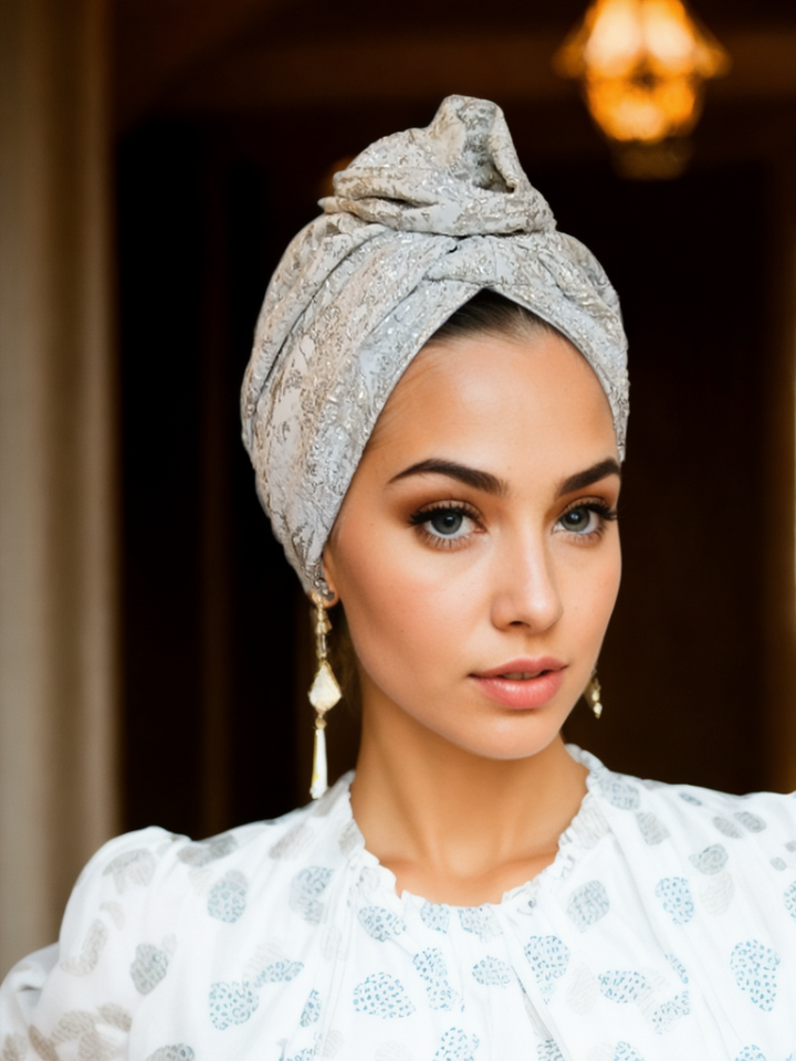 Silver Embroidered Turban