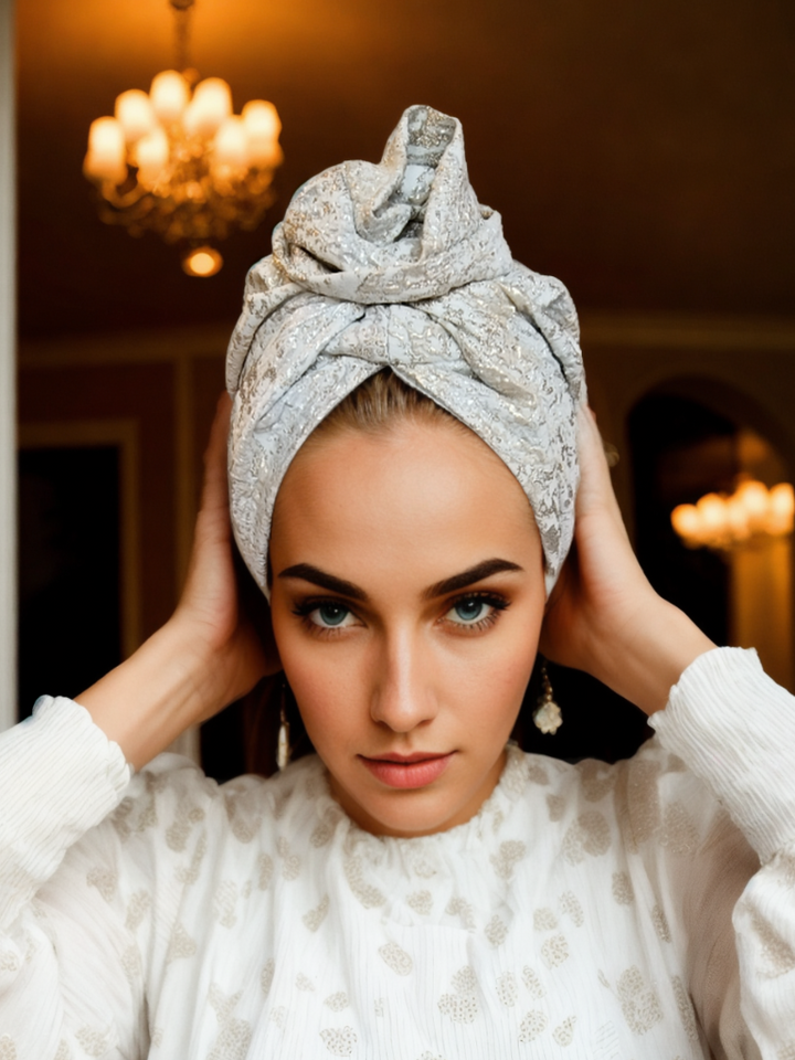 Silver Embroidered Turban