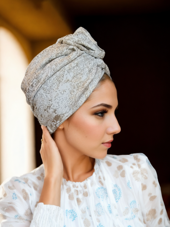 Silver Embroidered Turban