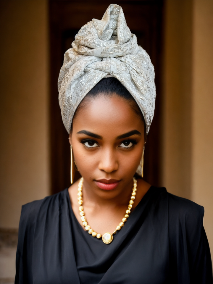 Silver Embroidered Turban