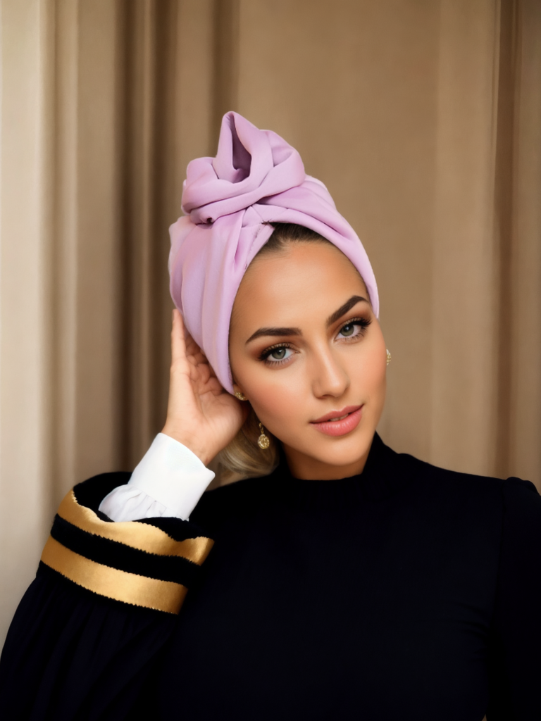 Big flower pink turban