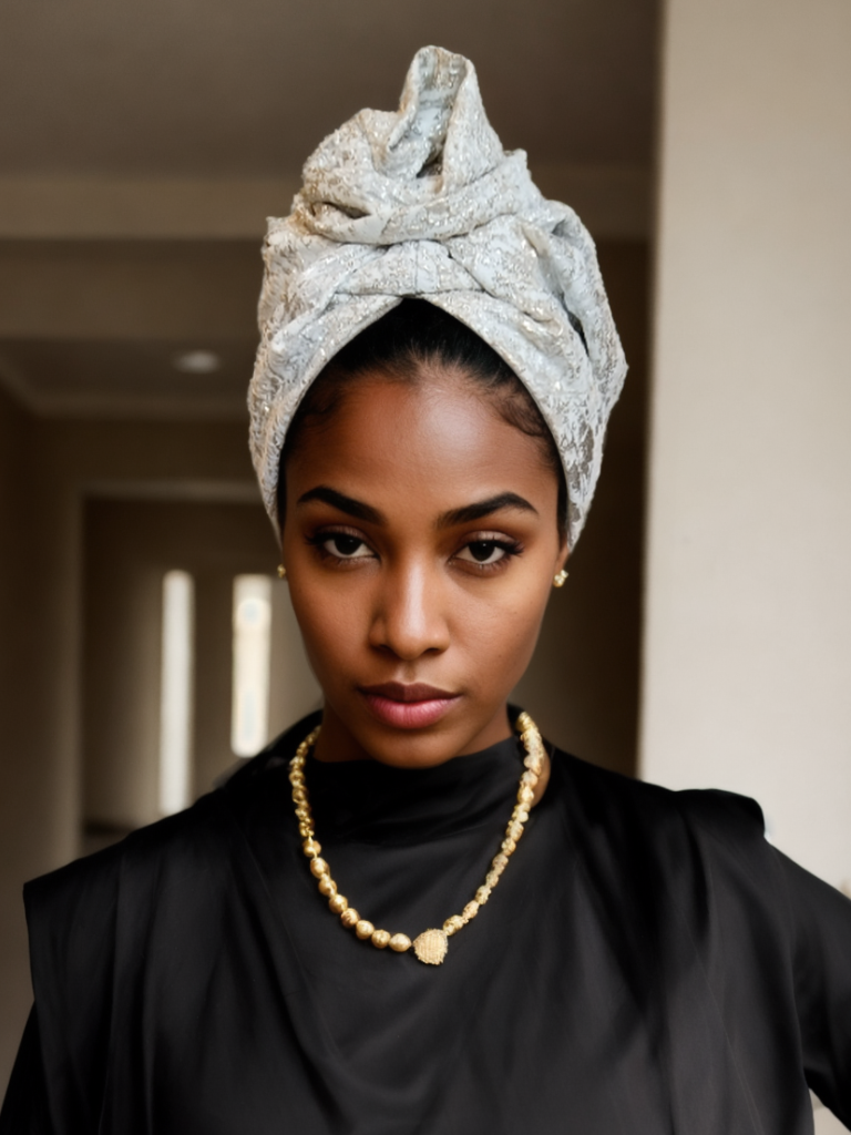 Silver Embroidered Turban