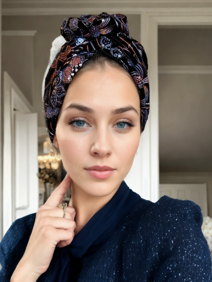 Velvet Embroidered Turban