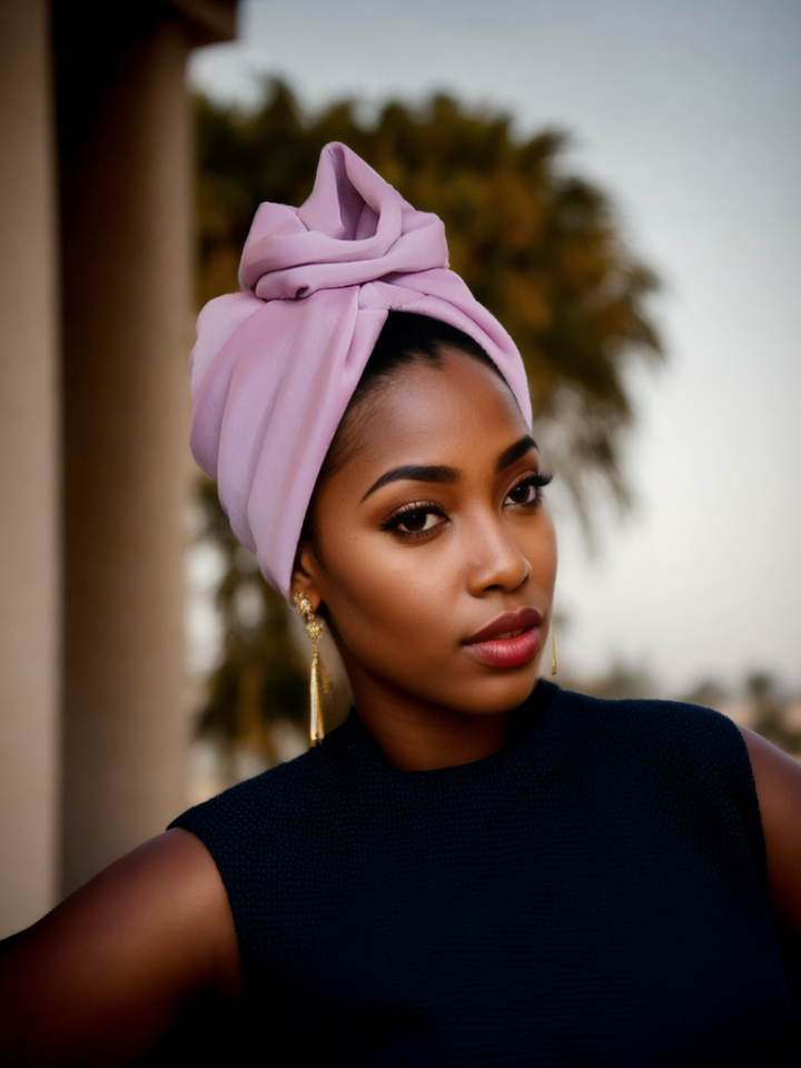 Big flower pink turban