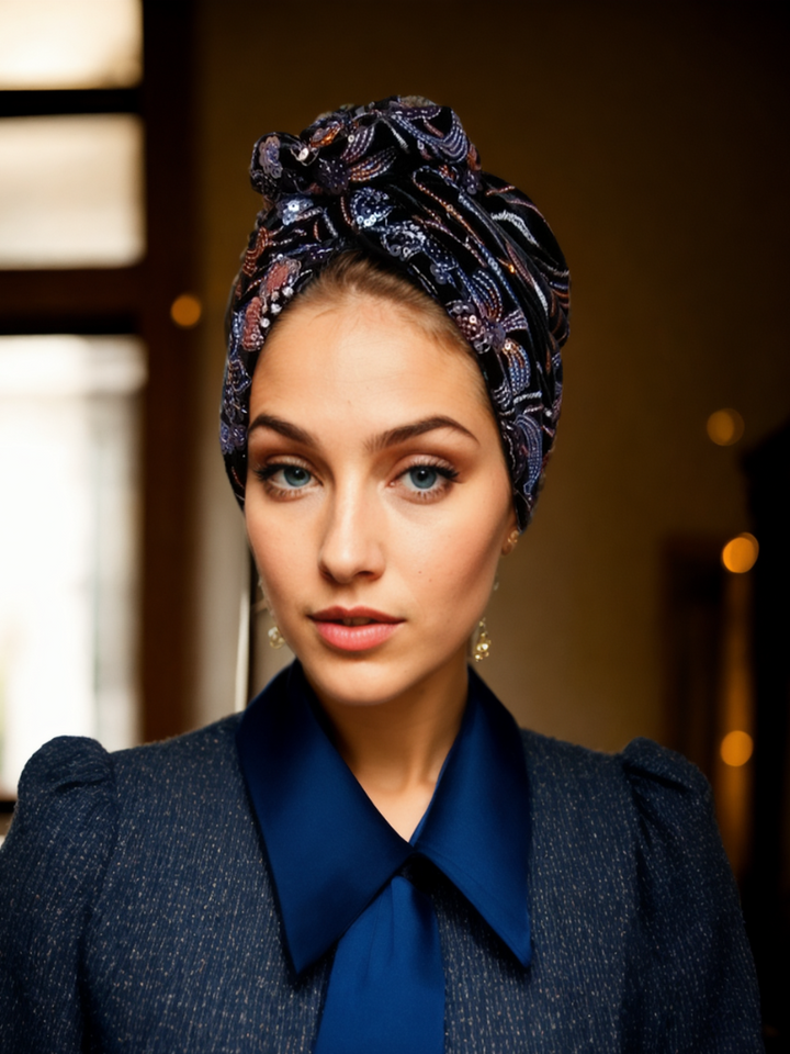 Velvet Embroidered Turban