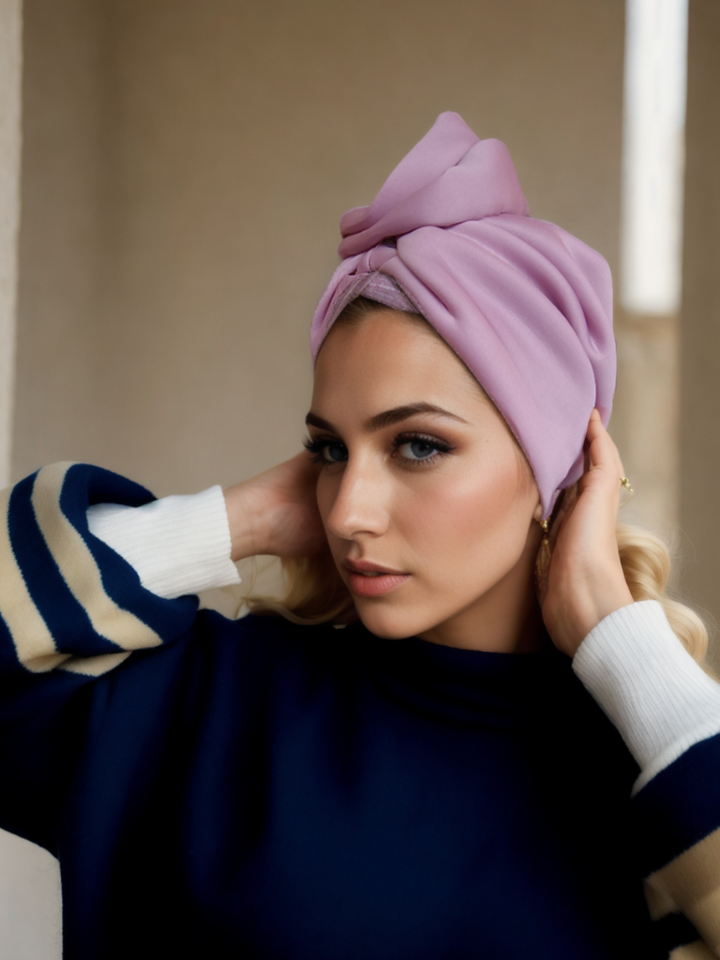 Big flower pink turban