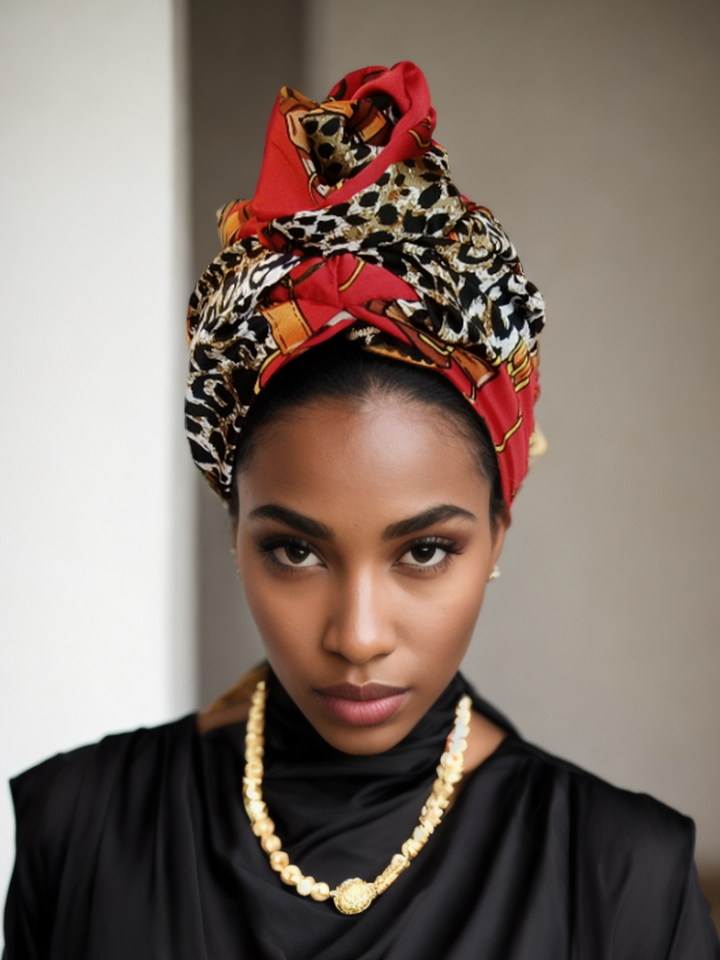 Leopard Red Flower Turban