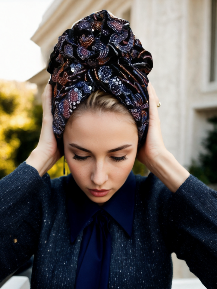 Velvet Embroidered Turban