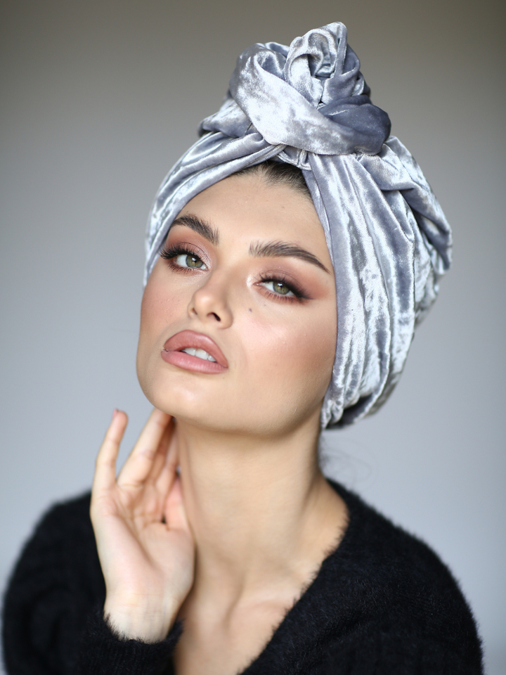 Velvet silver turban