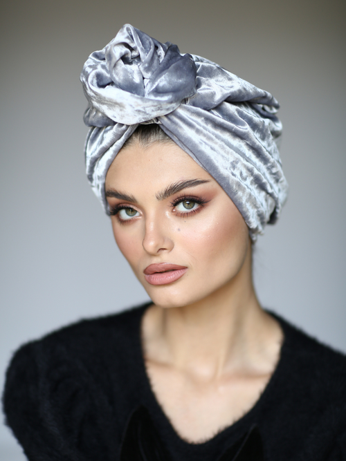 Velvet silver turban